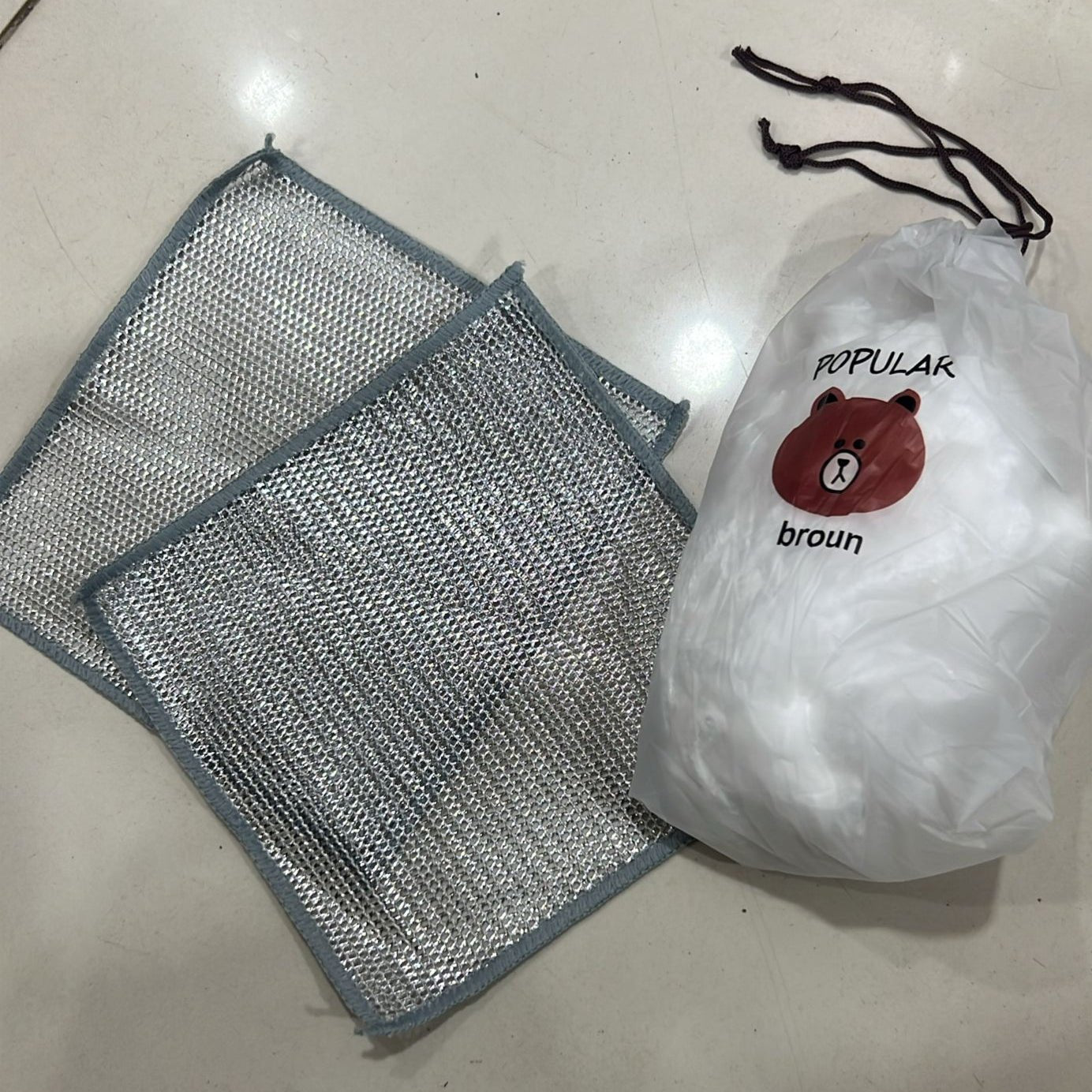 Combo Deal – 2 Pcs Metal Wire Cleaning Cloths with 1 Bear Design Food Cover Packet - Furnixs Shop