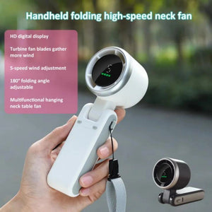 Handheld Folding Turbo Fan With 5 Speed Adjustment Portable Rechargeable Cooling Device - Furnixs Shop