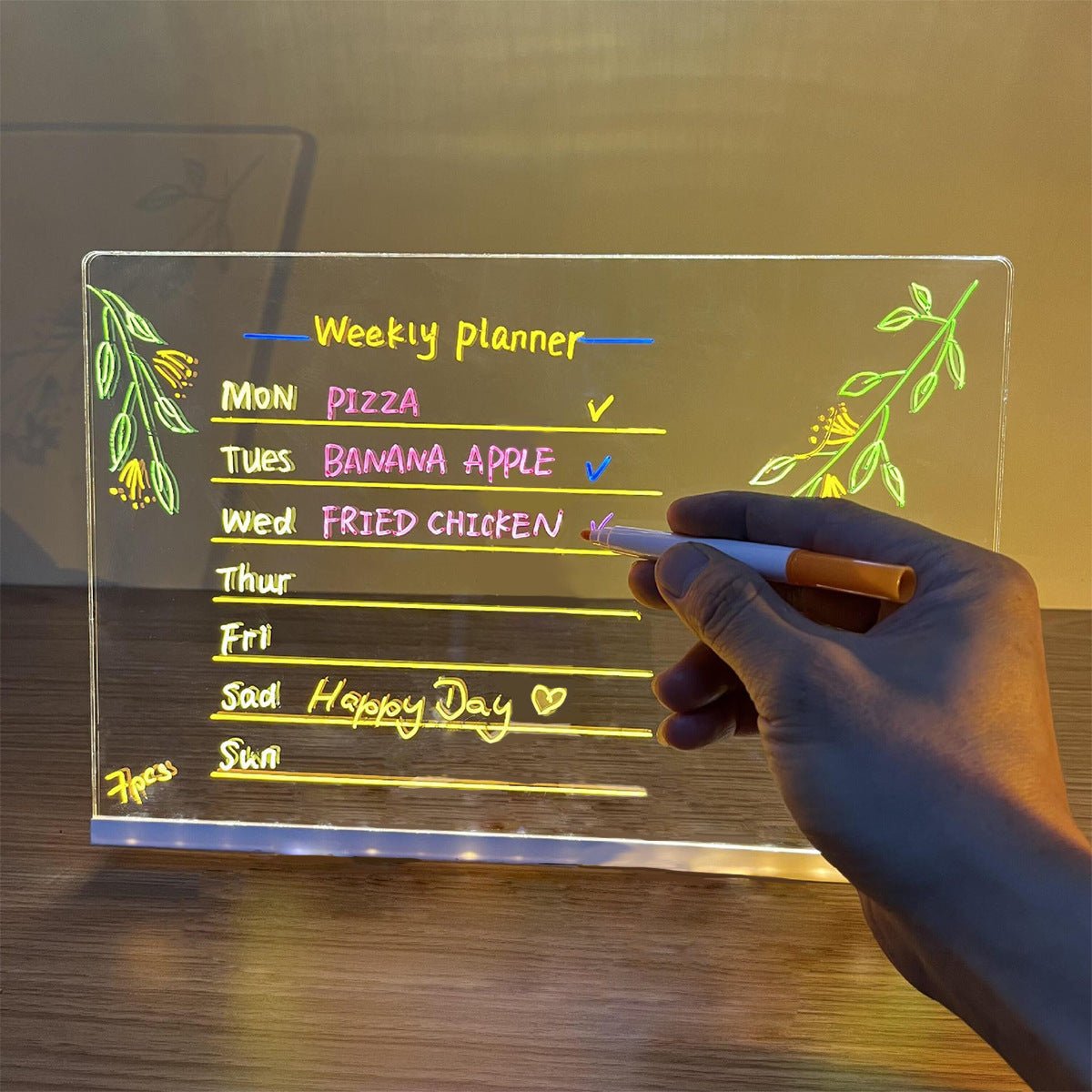 LED Light-Up Writing Board 20×30 cm Acrylic Message Pad with Stand Colorful - Furnixs Shop