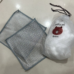Combo Deal – 2 Pcs Metal Wire Cleaning Cloths with 1 Bear Design Food Cover Packet - Furnixs Shop