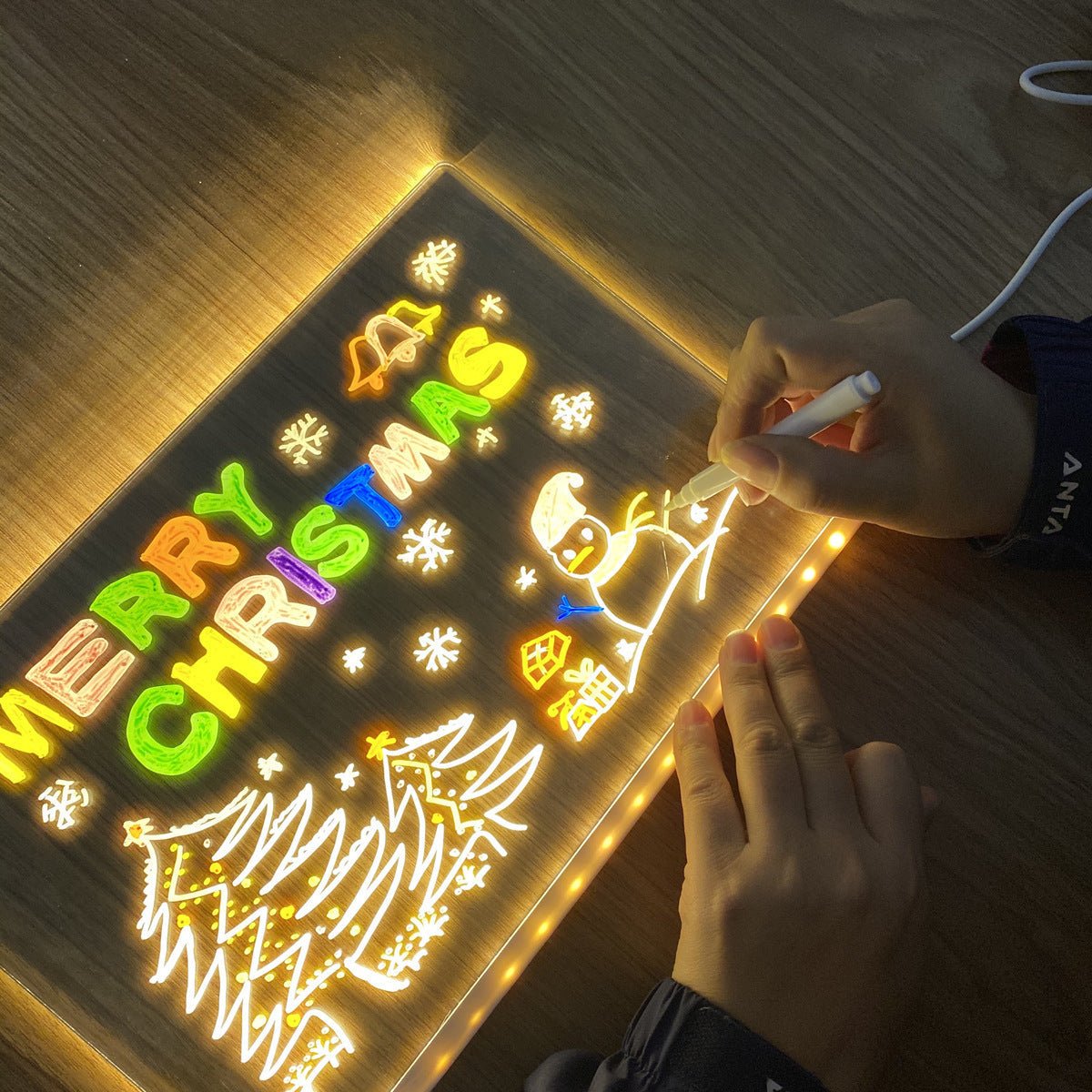 LED Light-Up Writing Board 20×30 cm Acrylic Message Pad with Stand Colorful - Furnixs Shop