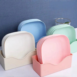 Plate Set Pack of 10 – Plastic Split Bone Dish Plates with Holder - Furnixs Shop