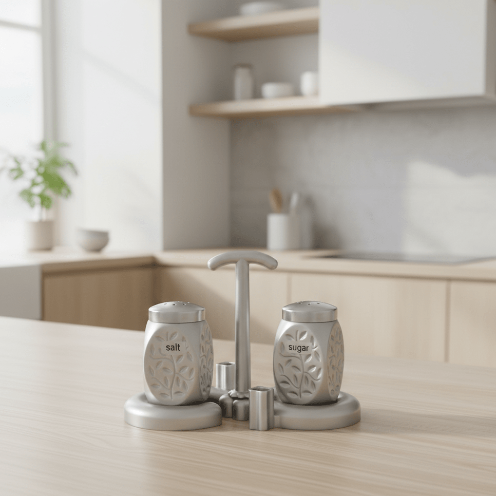 Premium Kitchen Salt and Sugar Pot Set – Stylish Aluminium Storage - Furnixs Shop