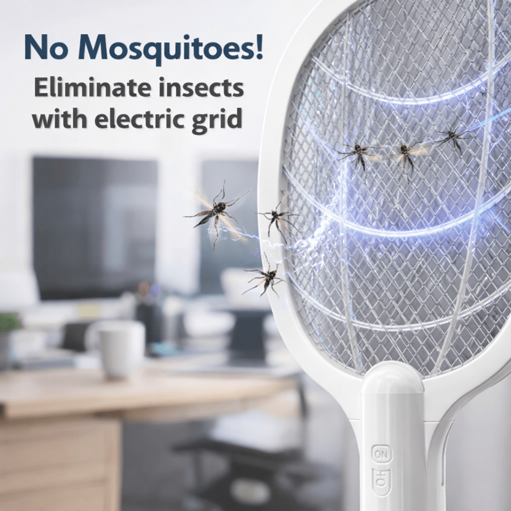 Rechargeable Mosquito Racket With Box & Stand – Electric Insect Killer Bat For Indoor And Outdoor Use - Furnixs Shop