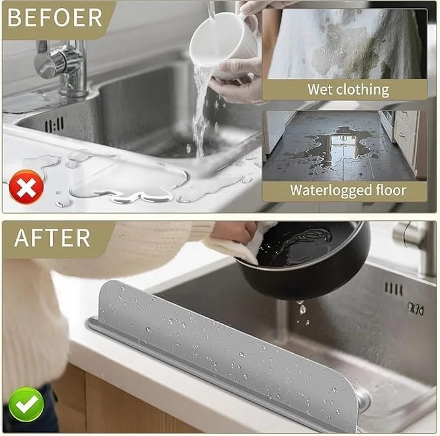Silicone Sink Splash Guard with Suction Cups | Flexible Water Stopper - Furnixs Shop