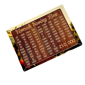 Wooden Umrah Saving Box – Premium 210,000 Goal Money Box - Furnixs Shop