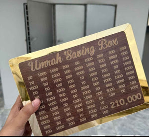 Wooden Umrah Saving Box – Premium 210,000 Goal Money Box - Furnixs Shop